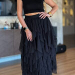 Φούστα μαύρη τούλινη ασύμμετρη