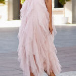 Φούστα ροζ τούλινη ασύμμετρη