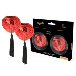 Κόκκινα καλύμματα θηλών με παγιέτες και μαύρα κρόσσια