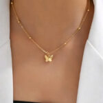 Κολιε διπλής όψης χρυσό με πεταλούδες