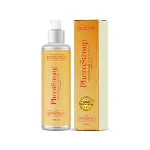 Λάδι μασάζ φερομόνης PheroStrong Exclusive for Women 100ml με άρωμα ίριδας, βανίλιας και μαύρης σταφίδας.