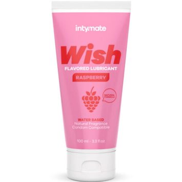 Λιπαντικό νερού Wish Raspberry 100ml, με φυσική γεύση και άρωμα βατόμουρου, ασφαλές για latex και sex toys.