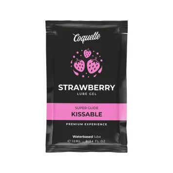 Λιπαντικό νερού Kissable Strawberry 10ml από τη σειρά Coquette Chic Desire, με γεύση φράουλα.