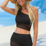 Μαύρο set μπικίνι one shoulder μπουστάκι