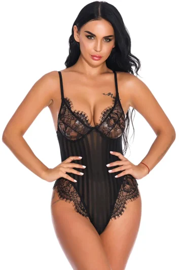 Ολόσωμο ριμπ κορμάκι σε μαύρο