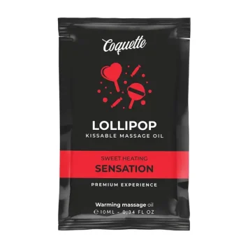 Λάδι μασάζ LOLLIPOP 10ml με εφέ θέρμανσης, γεύση γλειφιτζούρι και kissable σύνθεση.
