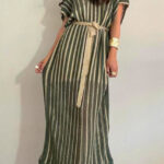 Ριγέ cover up φόρεμα σε χακί