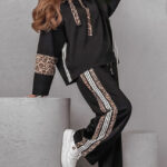 Σετ φόρμας μαύρο με λεοπάρ λεπτομέρειες