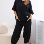 Σετάκι μαύρο με oversized μπλούζα και cropped παντελόνι