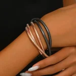 Βραχιόλι στριφτό μεταλλικό πολύχρωμο ροζ χρυσό