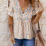 Casual floral μπλούζα με βολάν