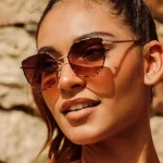 Cat-Eye γυαλιά ηλίου μωβ με χρυσό σκελετό