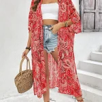 Εμπριμέ κόκκινο floral κιμονό