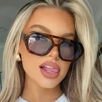 Γυαλιά ηλίου oversized ταρταρούγα με κοκκάλινο σκελετό μαύρο φακό