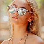 Γυαλιά ηλίου Round λευκά με φακό καθρέφτη