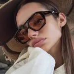 Γυαλιά ηλίου oversized ταρταρούγα με κοκκάλινο σκελετό καφέ φακό