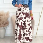 Φούστα σατέν με μοτίβο cow print