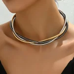 Κολιέ μεταλλικό σε χρυσό, ασημί & μαύρο τόνο