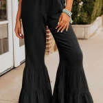 Μαύρο παντελόνι καμπάνα με βολάν
