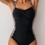 Μαύρο twist ολόσωμο με leopard λεπτομέρειες