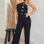 Ολόσωμο μαύρο strapless με χρυσά κουμπιά