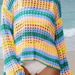 Πολύχρωμο πλεκτό τοπ παραλίας με ρίγες