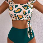 Ψηλόμεσο μπικίνι με leopard print top