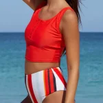 Ψηλόμεσο tankini με ρίγες