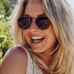 Round μεταλλικά γυαλιά ηλίου μαύρα