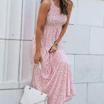 Ροζ leopard μακρύ φόρεμα