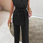 Σετ μαύρο με αμάνικο σακάκι και παντελόνα