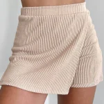 Σομόν ribbed σορτς-φούστα