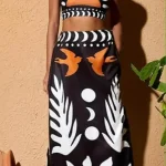 Tribal σετ μπικίνι με έναν ώμο και φούστα παραλίας