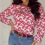 Φλοράλ μπλούζα με ανοιχτή πλάτη