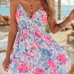 Boho floral μίνι φόρεμα