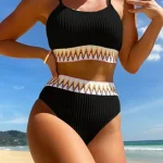 Μαύρο textured μπικίνι με zig zag