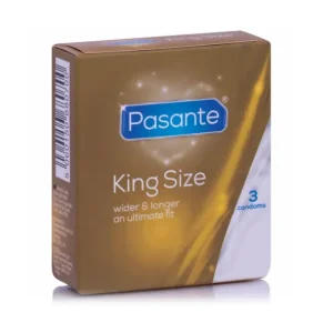Pasante King Size προφυλακτικά 60mm vegan, μεγαλύτερης διαμέτρου, σε συσκευασία 3 τεμαχίων.