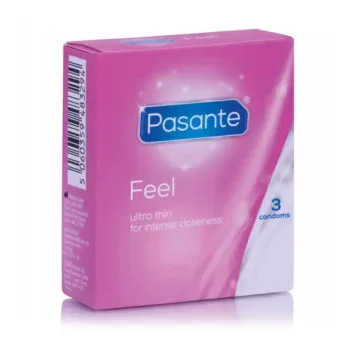Υπερλεπτά προφυλακτικά Pasante Sensitive Ultra Thin 52mm vegan σε συσκευασία 3 τεμαχίων.
