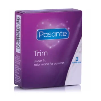 Προφυλακτικά Pasante Thin Trim 49mm, vegan και στενής εφαρμογής σε συσκευασία 3 τεμαχίων.