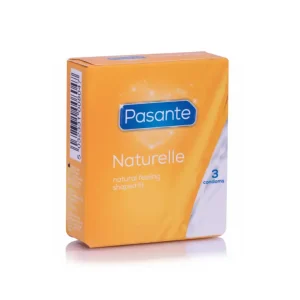 Προφυλακτικά Pasante Naturelle 3τεμ, φυσική αίσθηση με κωνικό σχήμα και άκρη-ρεζερβουάρ.