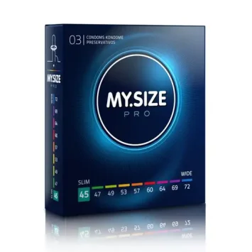 Προφυλακτικά MY.SIZE PRO 45mm vegan και υποαλλεργικά σε συσκευασία 3 τεμαχίων.