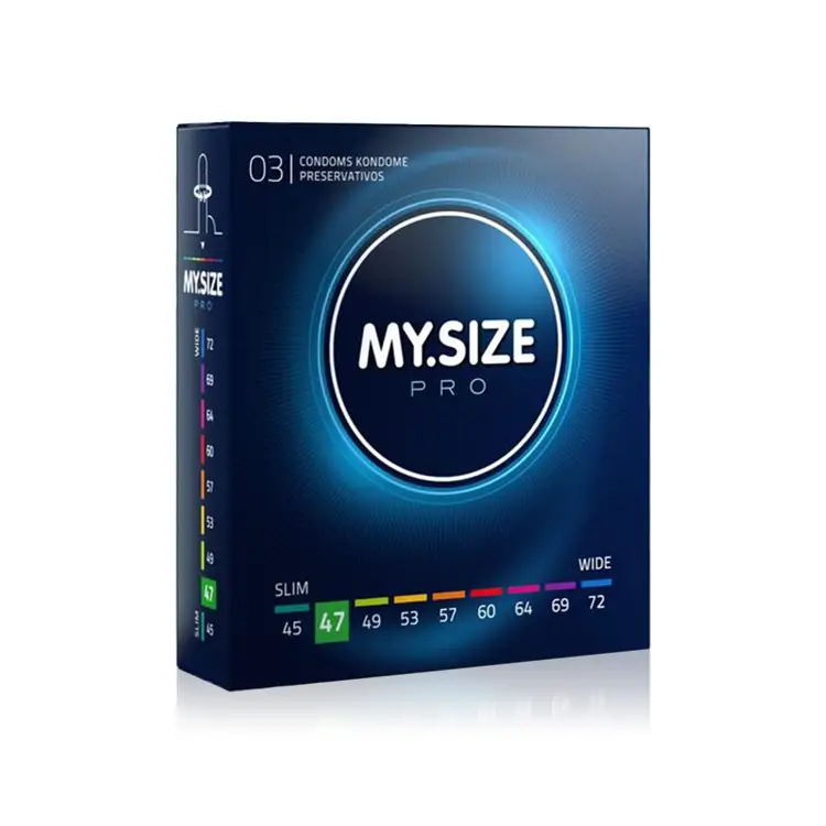 My Size - Προφυλακτικά PRO CONDOMS 47mm 3τεμ 1 Προφυλακτικά MY.SIZE PRO 47mm σε συσκευασία 3 τεμαχίων – vegan, λεπτά, υποαλλεργικά.