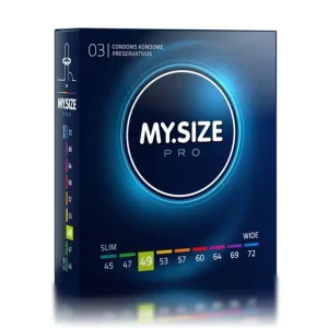 Προφυλακτικά MY.SIZE PRO 47mm σε συσκευασία 3 τεμαχίων – vegan, λεπτά, υποαλλεργικά.