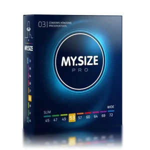 Προφυλακτικά MY.SIZE PRO 53mm vegan και υπερευαίσθητα, σε συσκευασία 3 τεμαχίων.