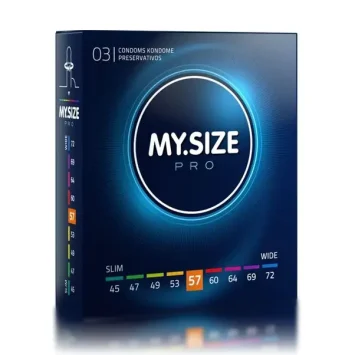 Προφυλακτικά MY.SIZE PRO 57mm, vegan και υπερευαίσθητα, σε συσκευασία 3 τεμαχίων.