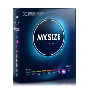 Προφυλακτικά MY.SIZE PRO 69mm σε συσκευασία 3 τεμαχίων – vegan, υποαλλεργικά, υπερευαίσθητα