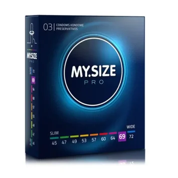 Προφυλακτικά MY.SIZE PRO 69mm σε συσκευασία 3 τεμαχίων – vegan, υποαλλεργικά, υπερευαίσθητα