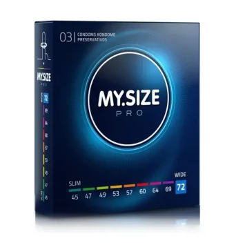 Προφυλακτικά MY.SIZE PRO 72mm σε συσκευασία 3 τεμαχίων – vegan, υποαλλεργικά, υπερευαίσθητα