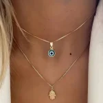 Σετ χρυσά κολιέ με ματάκι