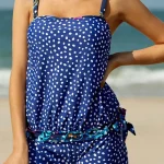 Γυναικείο μπλε πουά tankini με σορτς